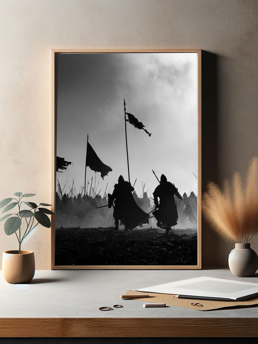Medieval Battle Silhouette Poster. — room view 2