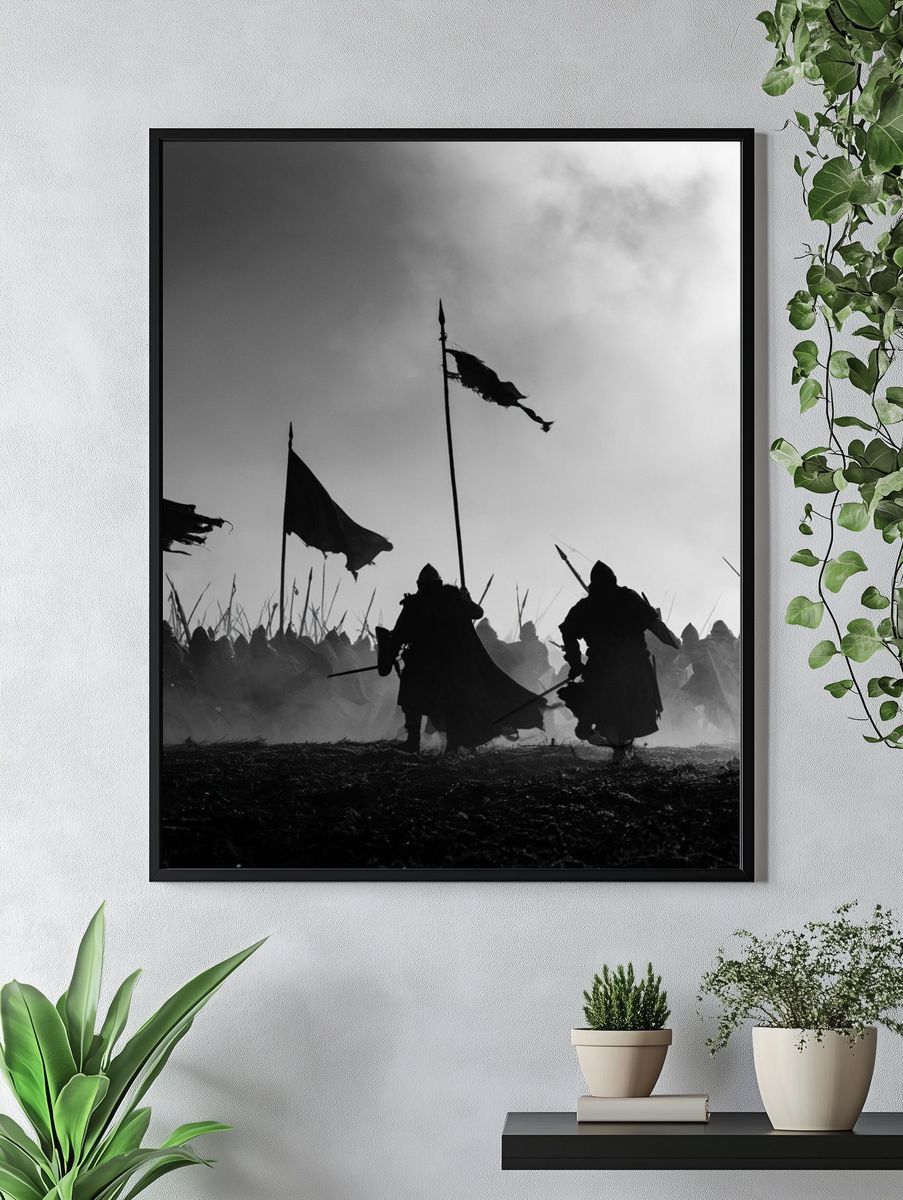Medieval Battle Silhouette Poster. — room view 4