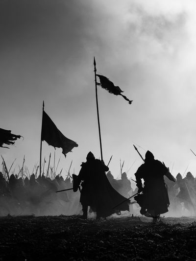 Medieval Battle Silhouette Poster. poster