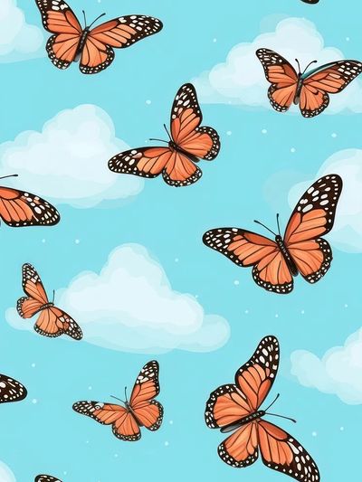 Monarch Butterflies in Cloudy Sky Poster. poster print