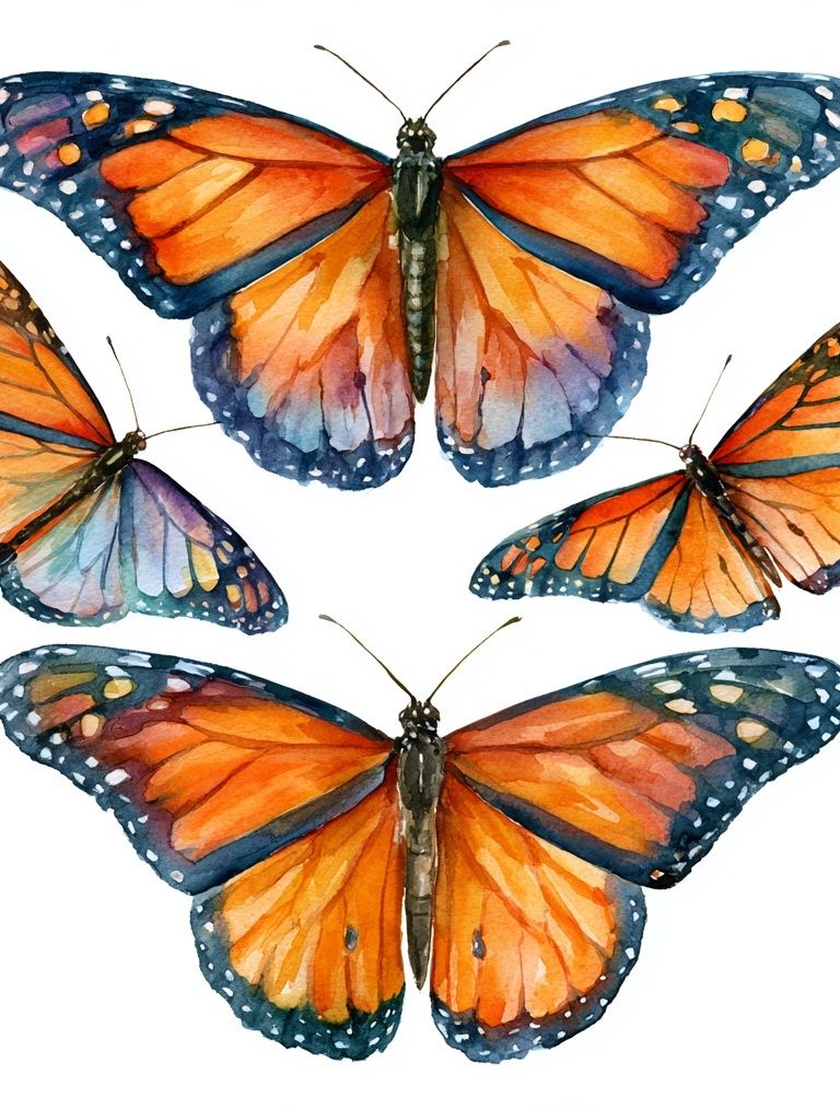 Monarch Butterflies Watercolor Poster. poster detail