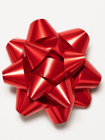 Red Gift Bow Minimalist Print. poster
