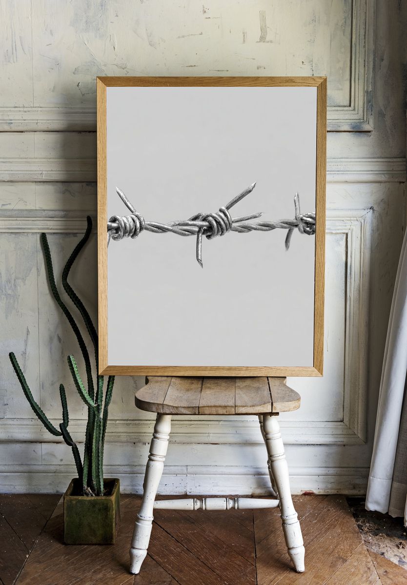 Barbed Wire Minimalist Print. room preview