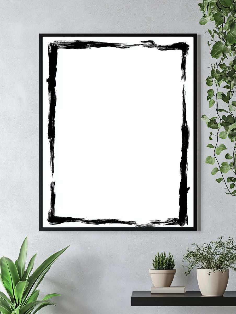 Brush Stroke Frame Minimalist Print. — room view 4