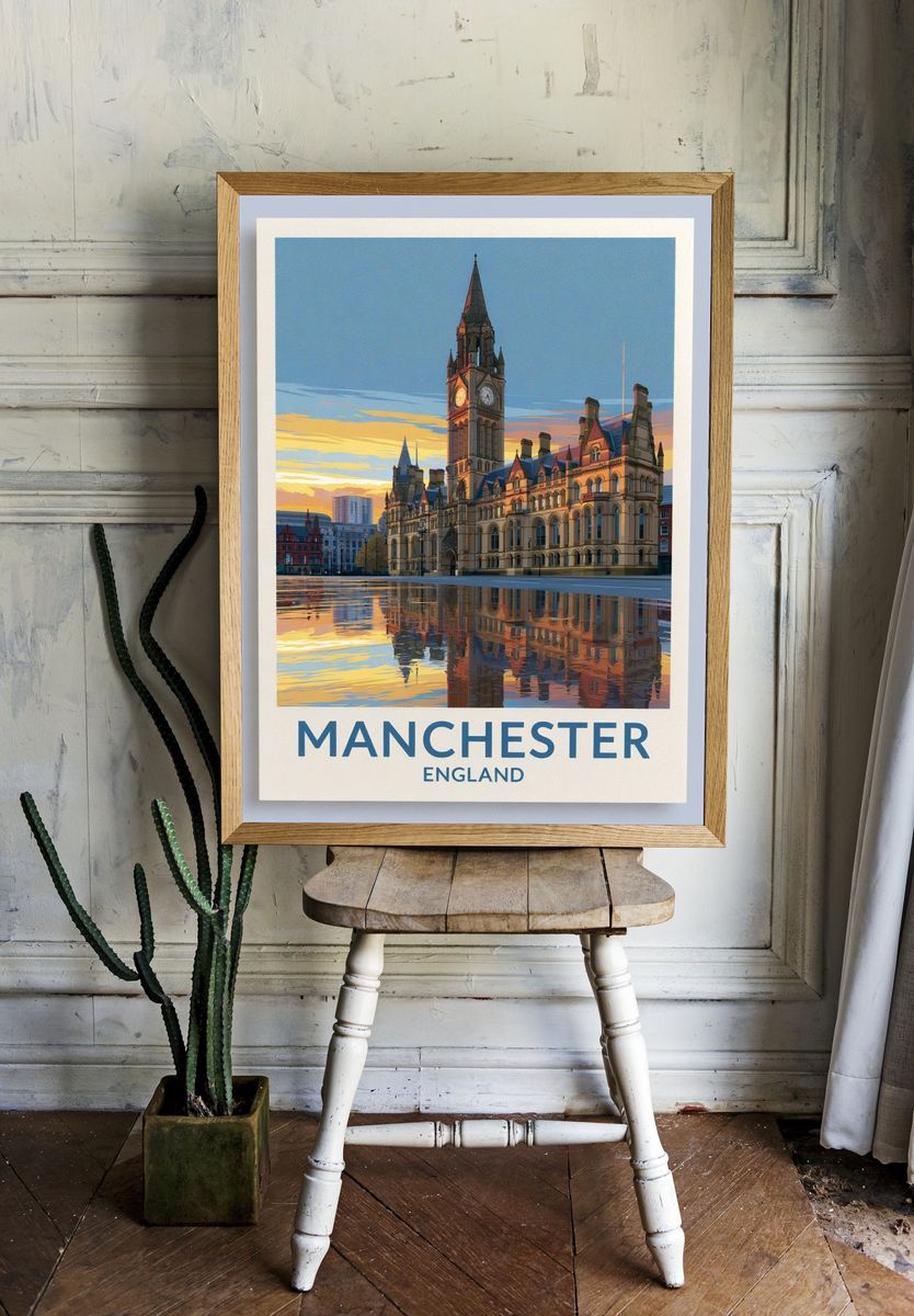 Manchester England Travel Poster. room preview