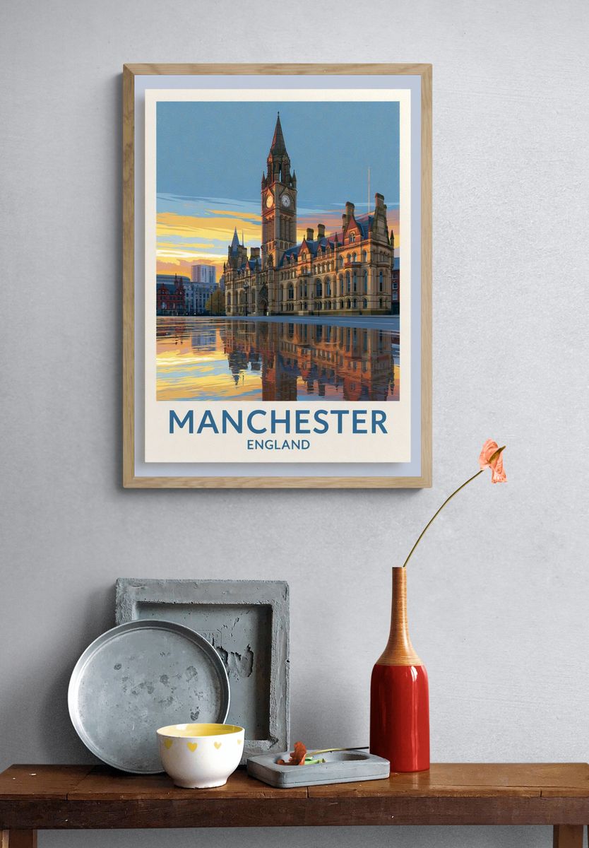 Manchester England Travel Poster. — room view 3