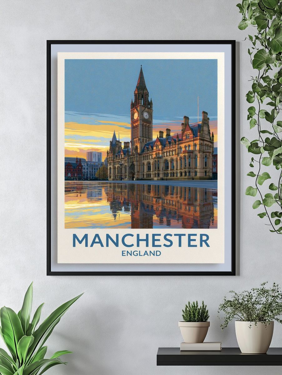Manchester England Travel Poster. — room view 4
