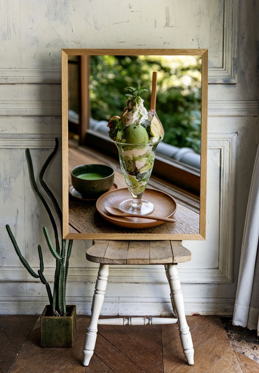 Matcha Parfait Photography Poster. room preview
