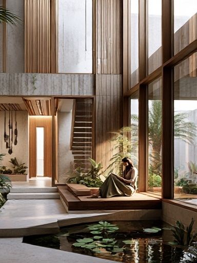 Modern Courtyard Interior Photography Poster. poster — photography art