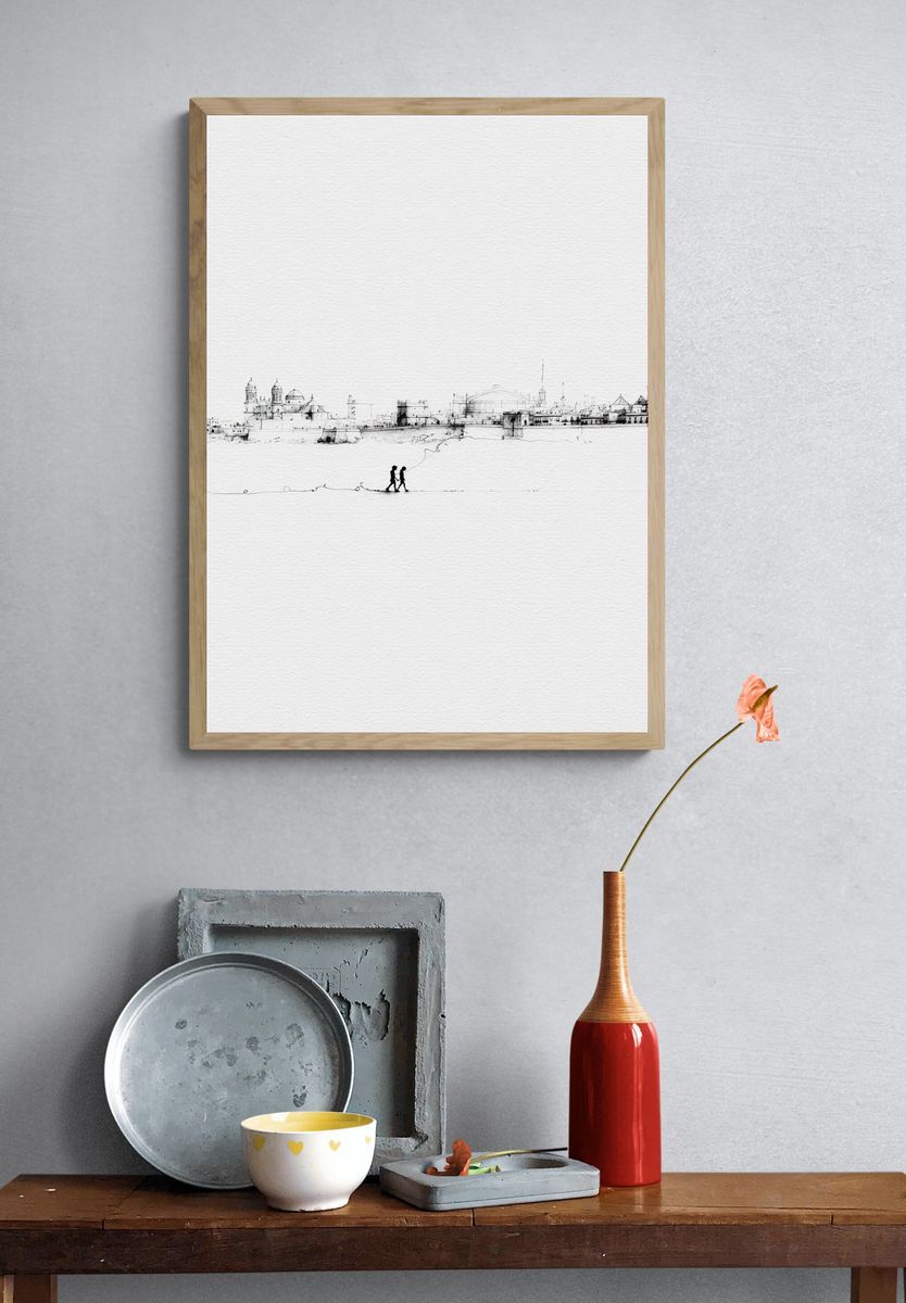Minimal Cityscape Line Art Poster. — room view 3