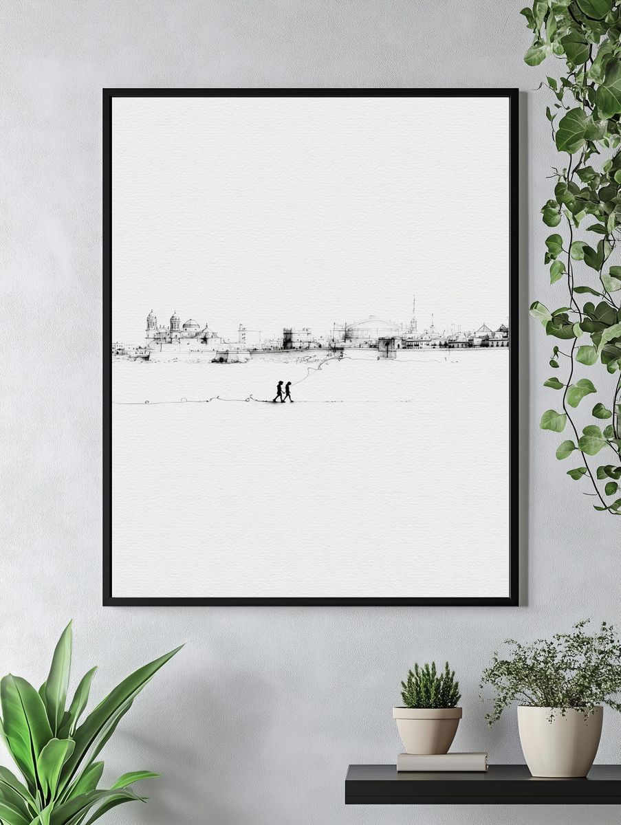 Minimal Cityscape Line Art Poster. — room view 4