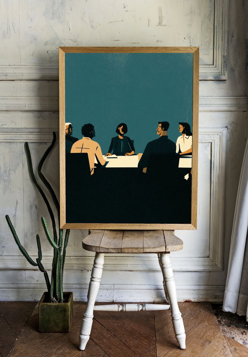 Mid-Century Dinner Party Poster. — room view 1