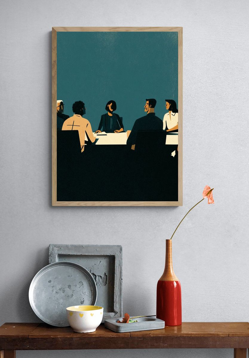 Mid-Century Dinner Party Poster. — room view 3