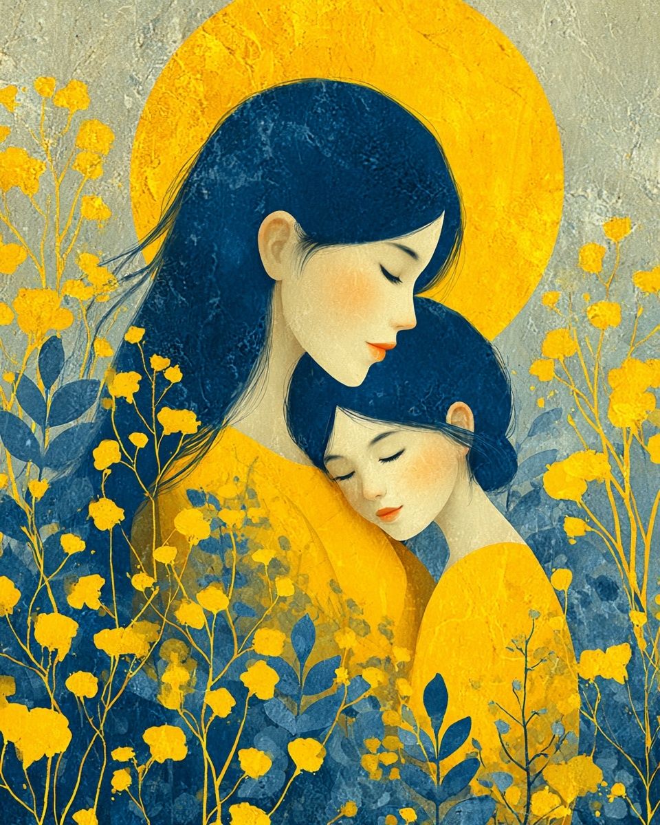 Mother and Child — Illustration Print. poster — illustration art