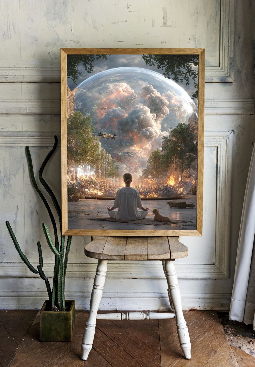 Meditation in a Chaotic World — Surrealism Print. — room view 1