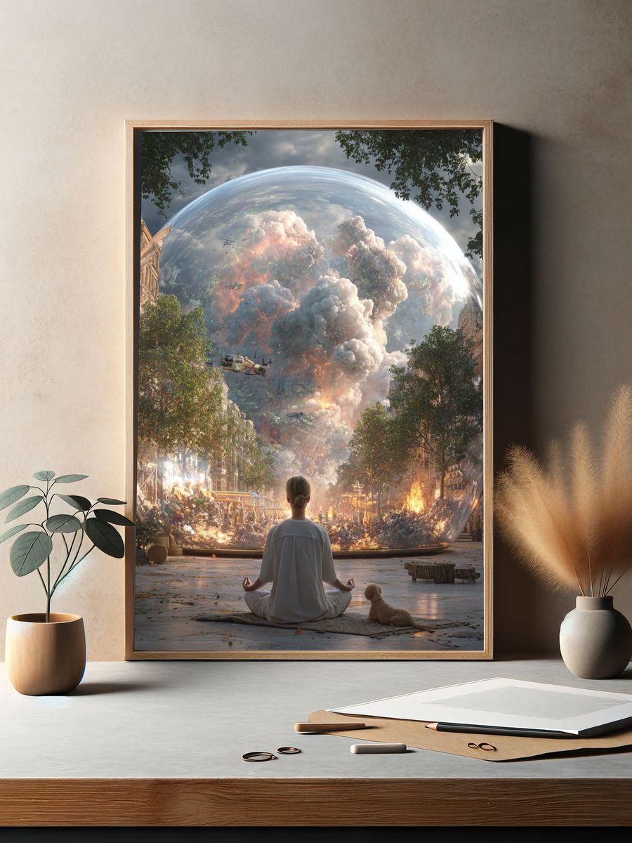 Meditation in a Chaotic World — Surrealism Print. — room view 2