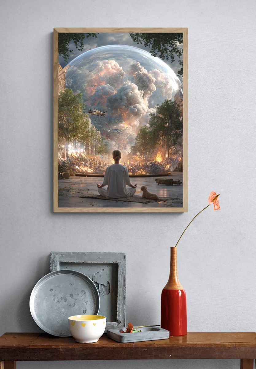 Meditation in a Chaotic World — Surrealism Print. — room view 3