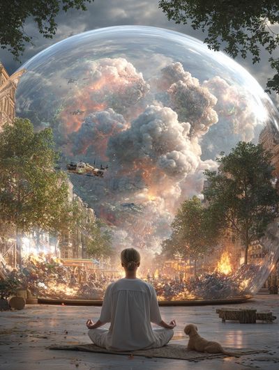 Meditation in a Chaotic World — Surrealism Print. poster