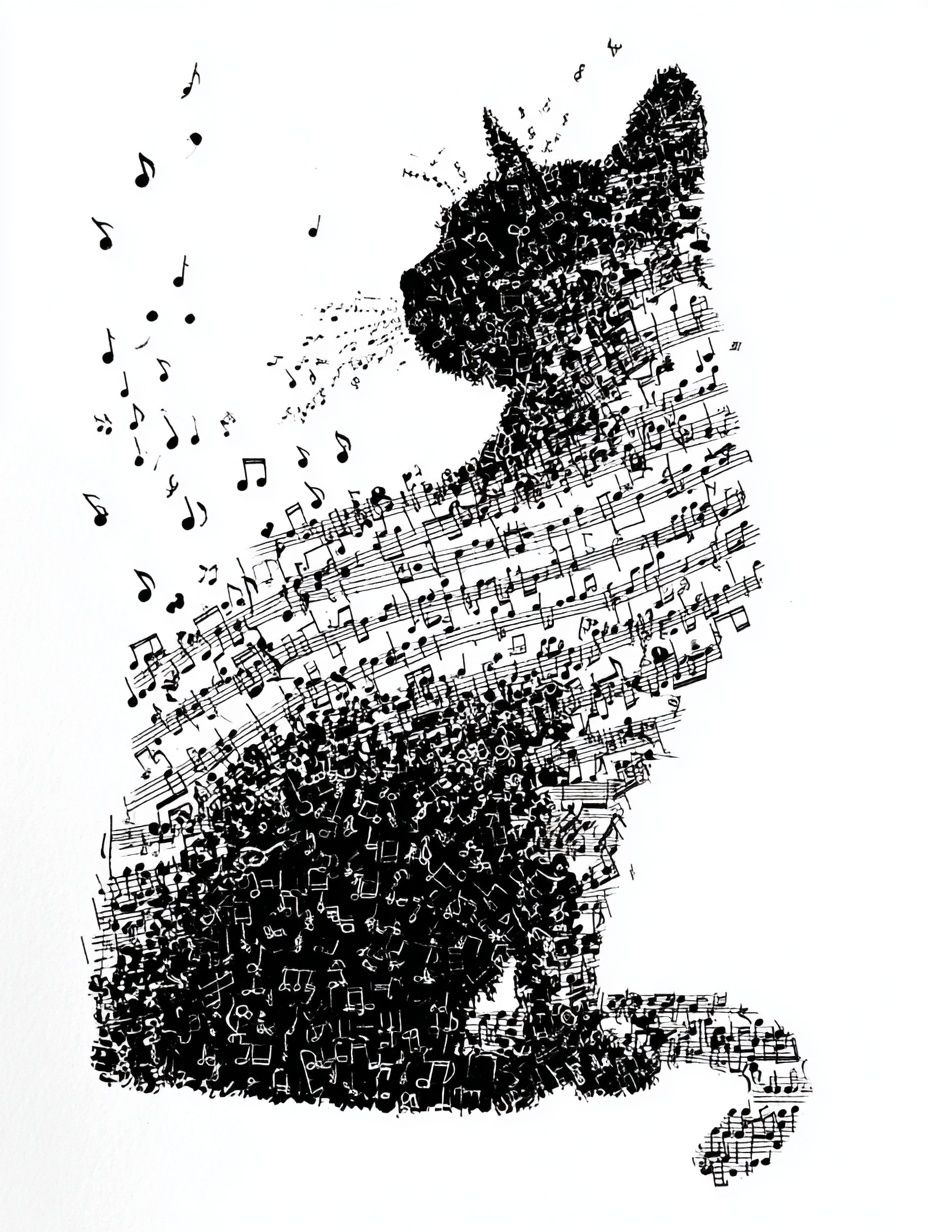 Musical Cat — Illustration Print. poster — illustration art