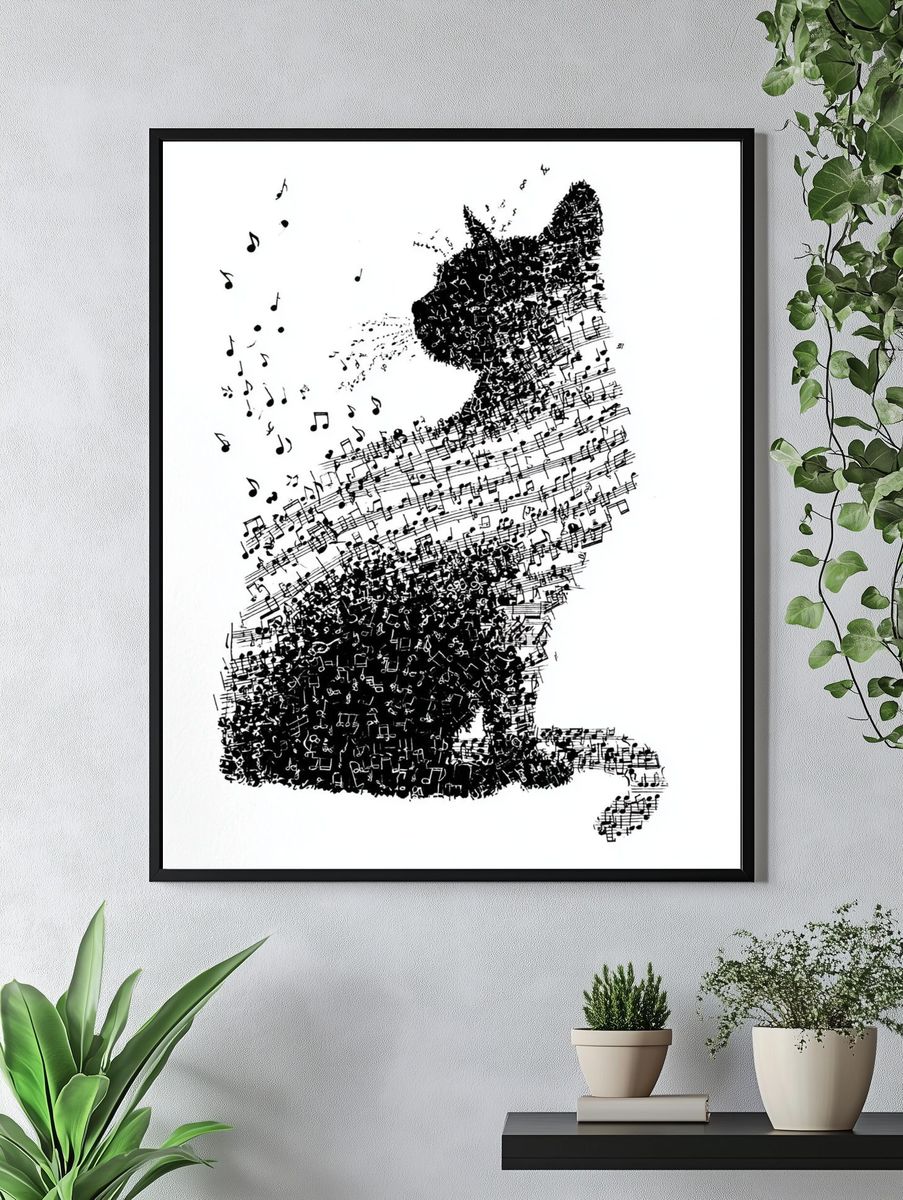 Musical Cat — Illustration Print. — room view 4
