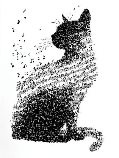 Musical Cat — Illustration Print. poster print