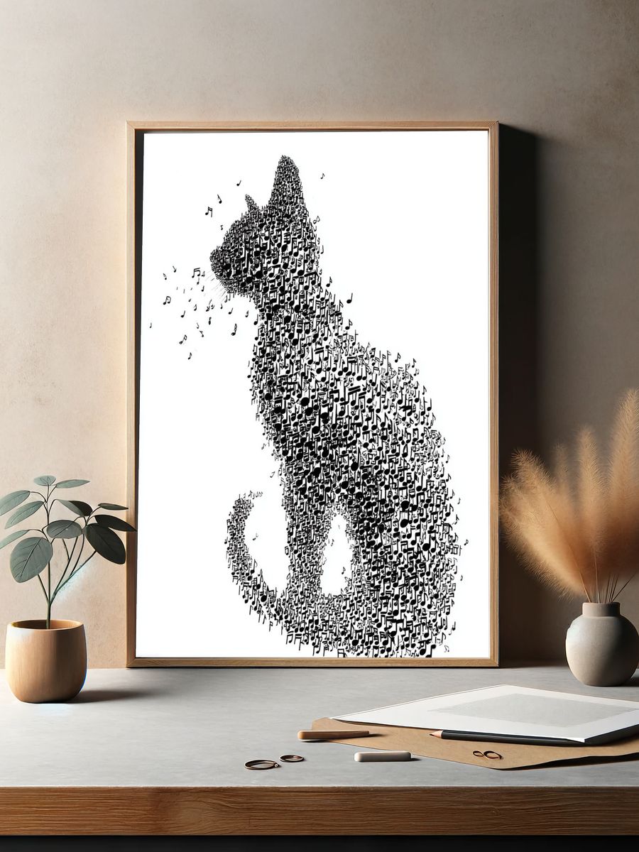 Musical Cat — Illustration Print. — room view 2