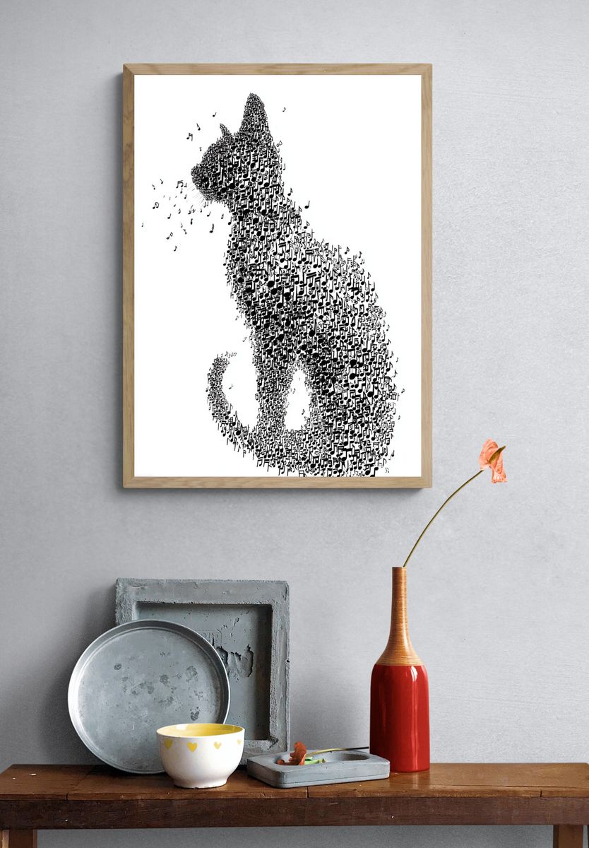 Musical Cat — Illustration Print. — room view 3