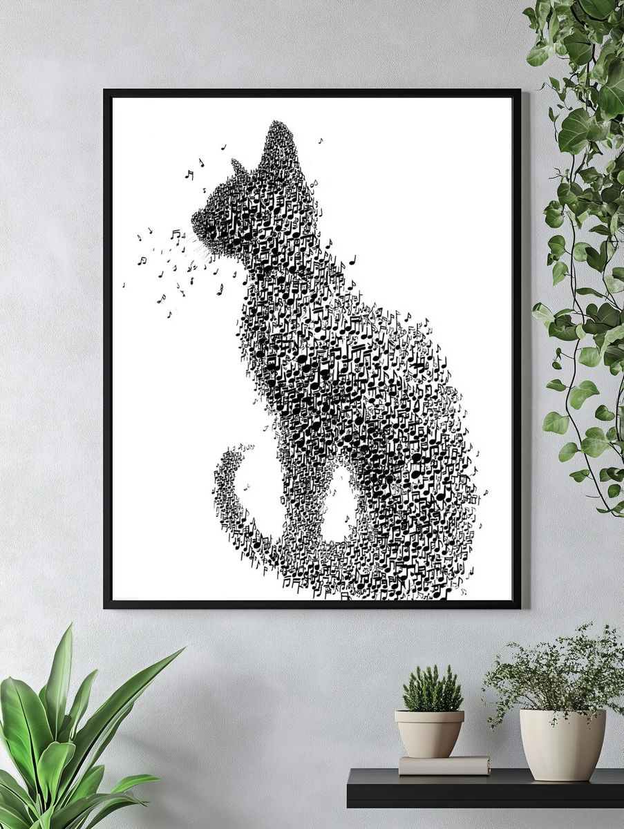 Musical Cat — Illustration Print. — room view 4