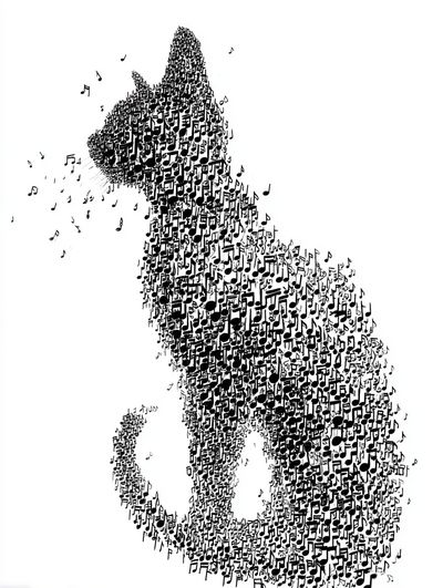 Musical Cat — Illustration Print. poster print