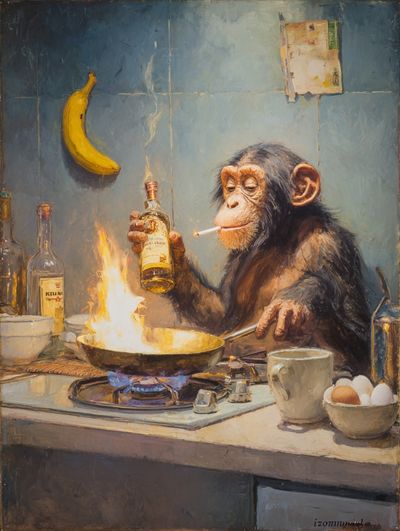 Monkey Chef — Funny Print. poster