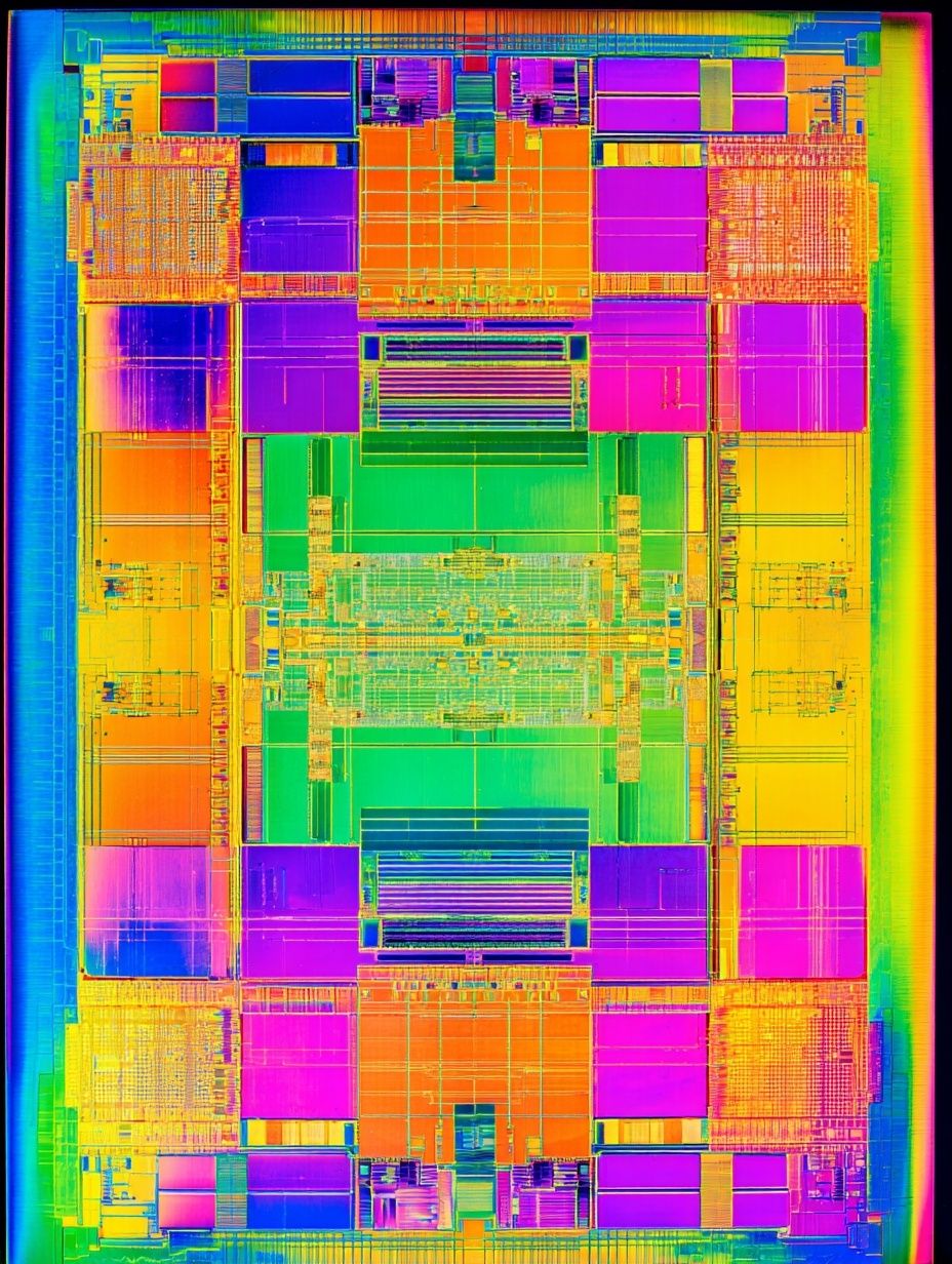 Colorful Microchip Design Poster. poster — abstract art