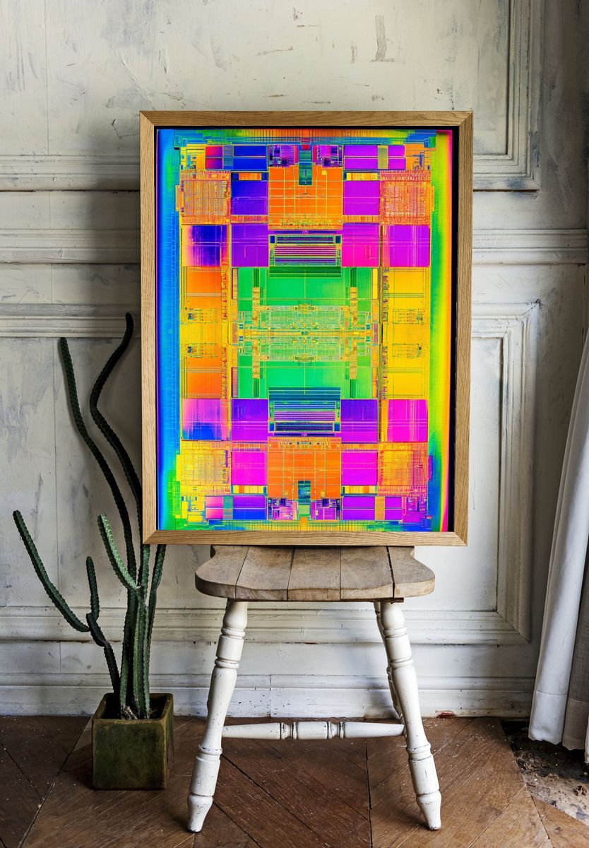 Colorful Microchip Design Poster. — room view 1