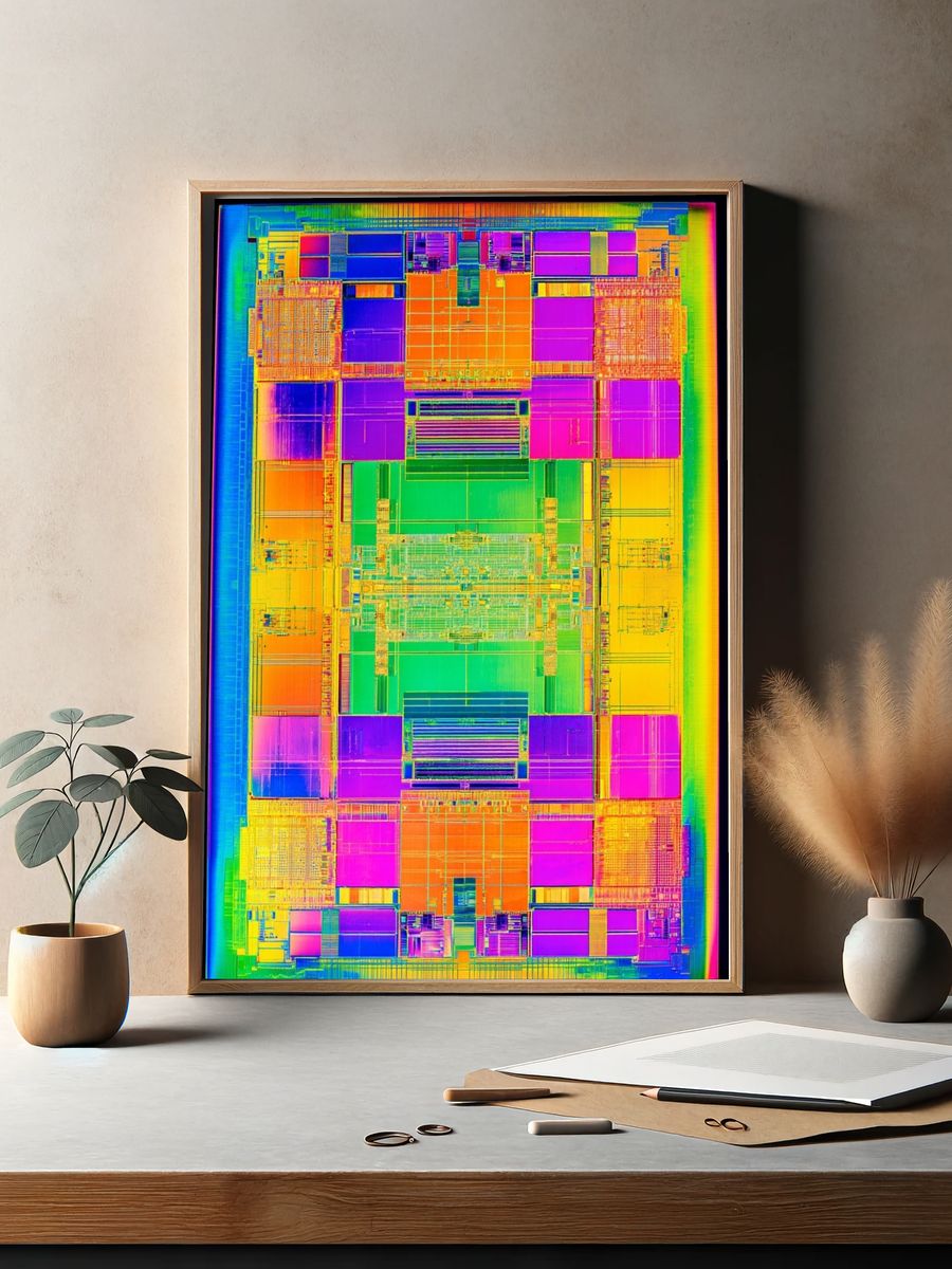 Colorful Microchip Design Poster. — room view 2