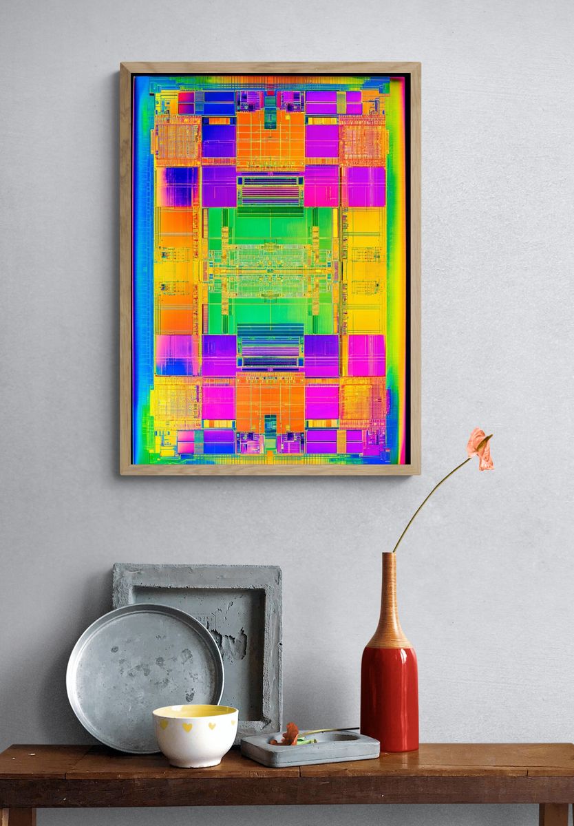 Colorful Microchip Design Poster. — room view 3