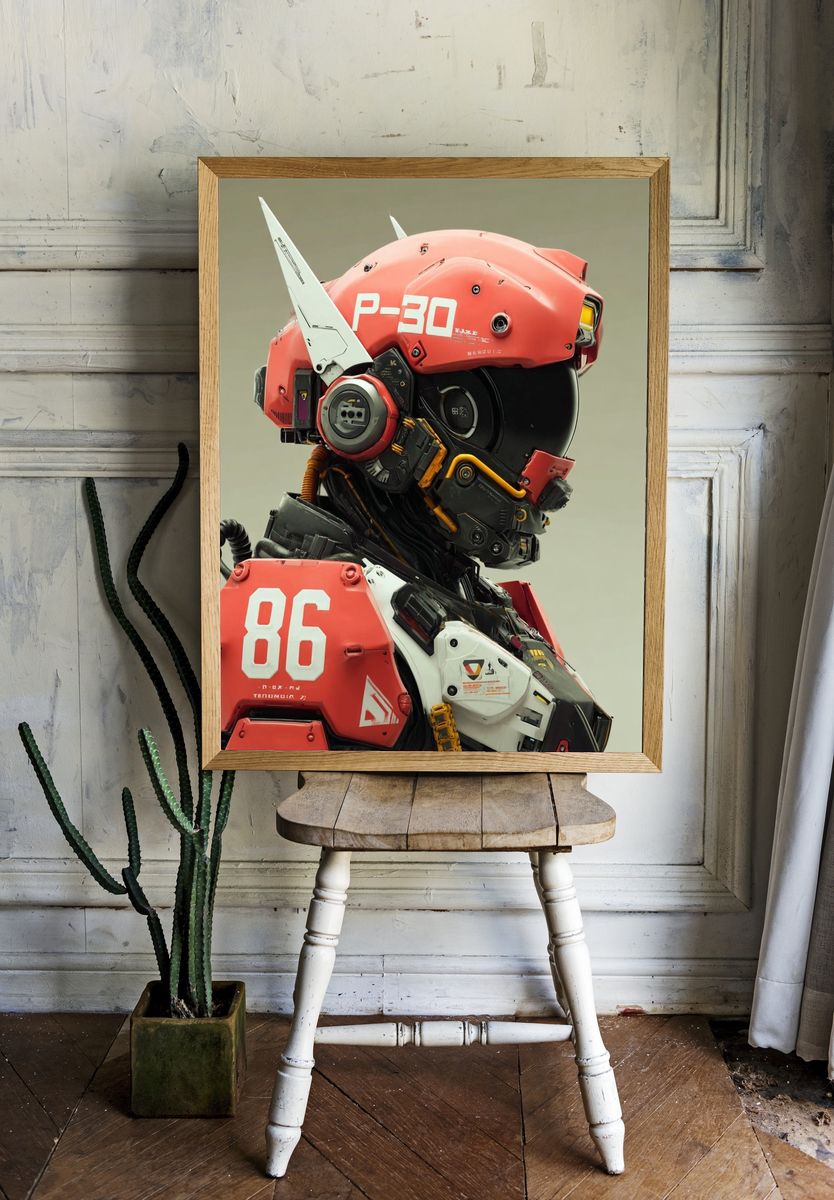 Mecha Pilot Portrait Print. room preview