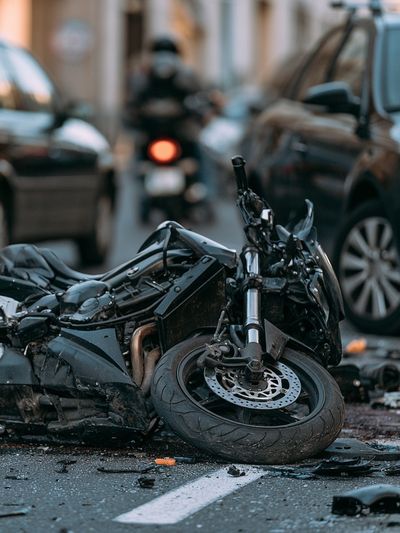 Motorcycle Crash Street Photography Poster.