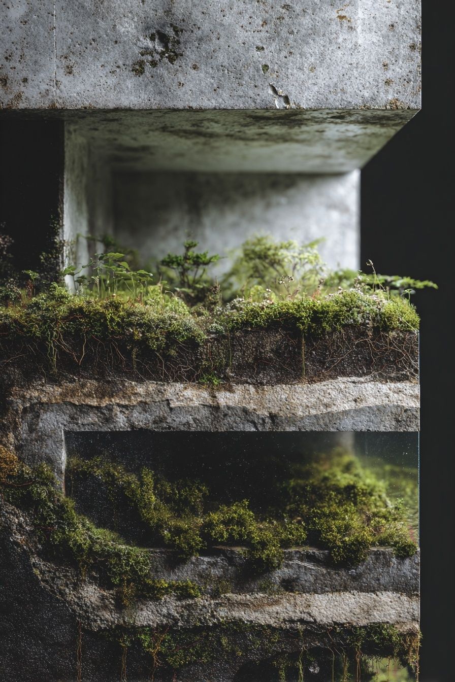 Mossy Concrete Structure — Nature Print. poster detail