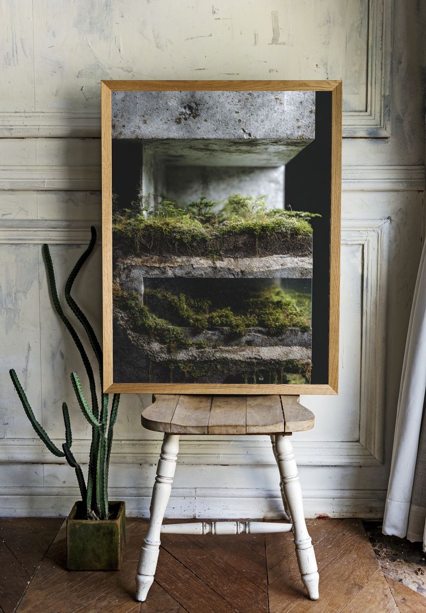 Mossy Concrete Structure — Nature Print room preview
