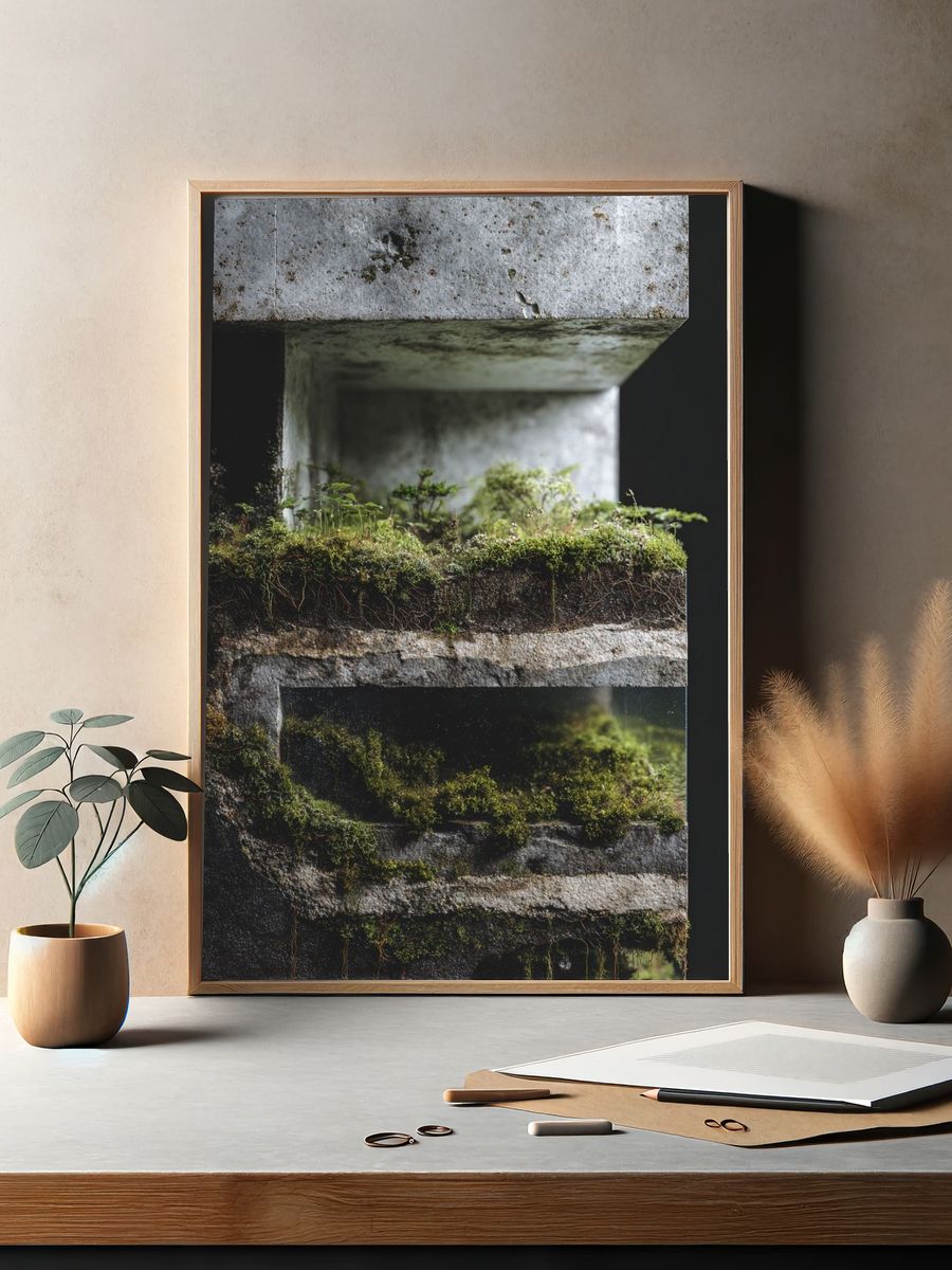 Mossy Concrete Structure — Nature Print. — room view 2