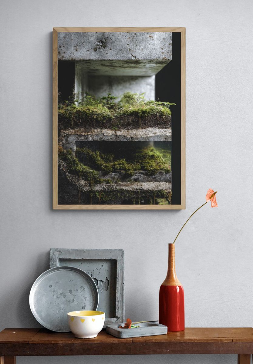 Mossy Concrete Structure — Nature Print. — room view 3