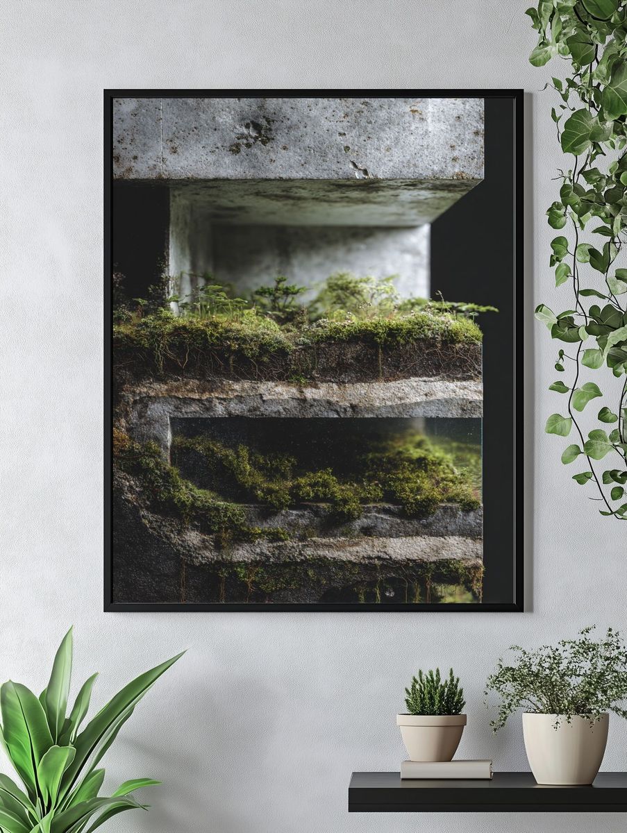 Mossy Concrete Structure — Nature Print. — room view 4