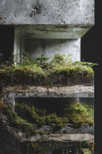 Mossy Concrete Structure — Nature Print. poster