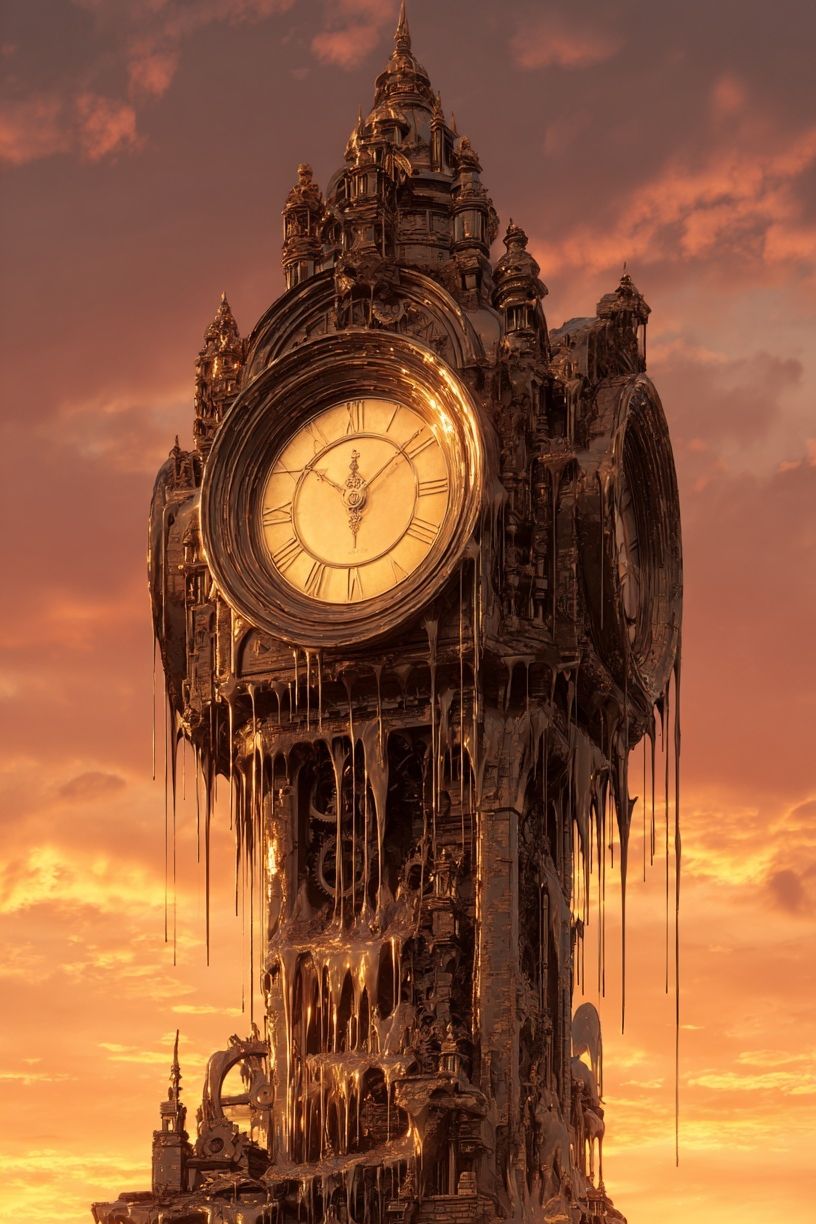 Melting Clock Tower — Surrealism Print. poster detail