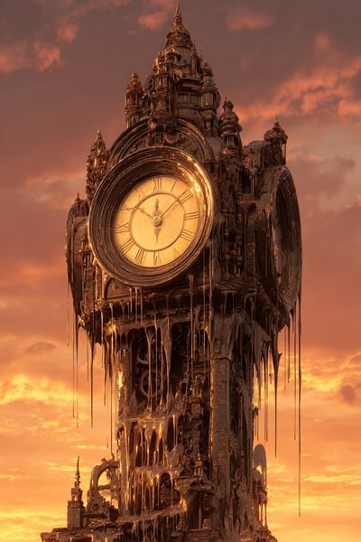 Melting Clock Tower — Surrealism Print. poster