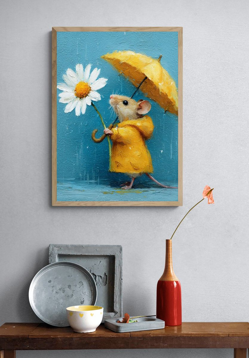 Mouse with Daisy — Illustration Print. — room view 3