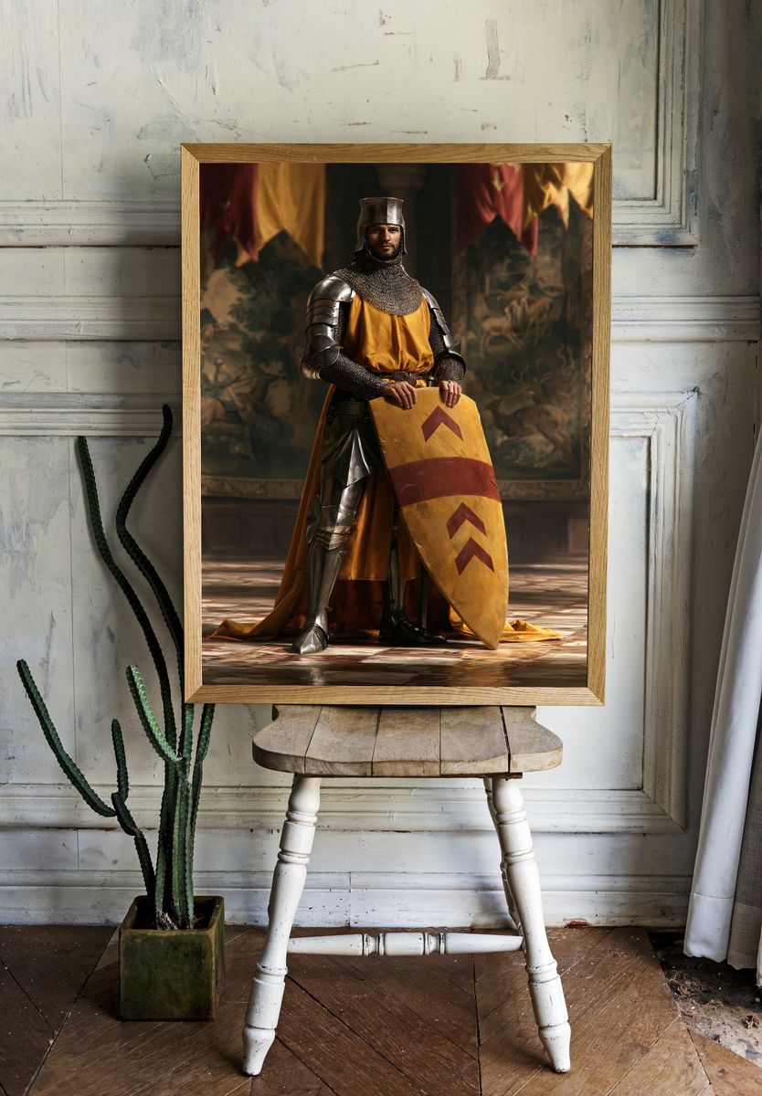 Medieval Knight Portrait Print. room preview