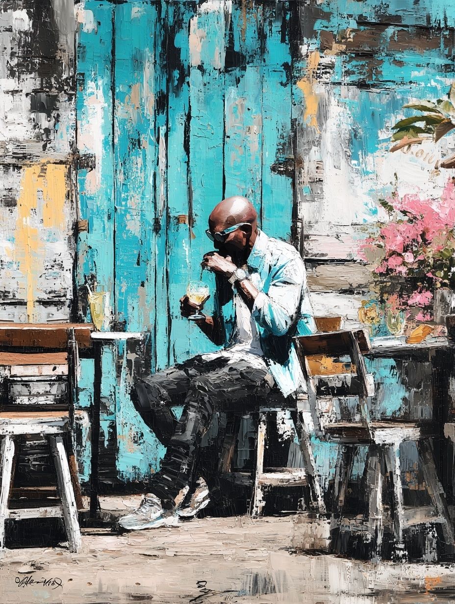 Man Enjoying Drink — Contemporary Print. poster detail
