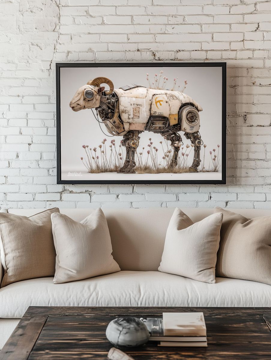 Mechanical Sheep — Digital Art Print. — room view 1