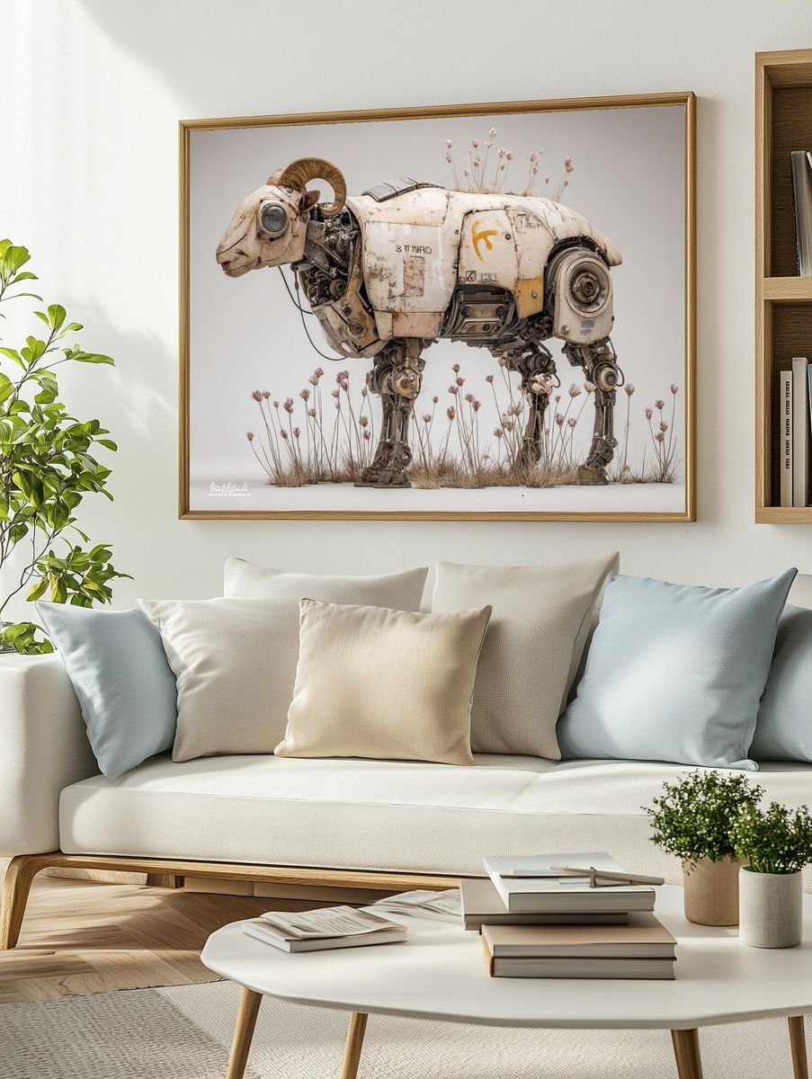 Mechanical Sheep — Digital Art Print. — room view 2