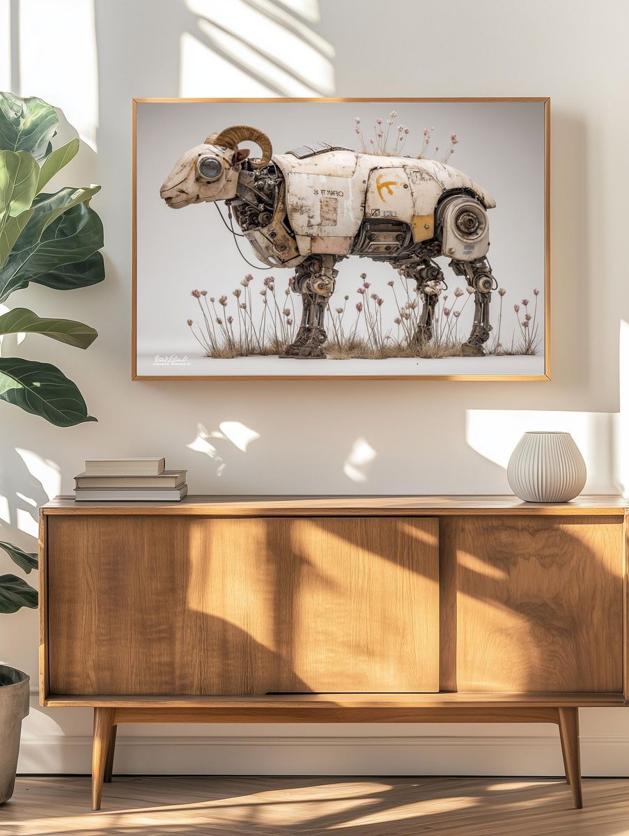 Mechanical Sheep — Digital Art Print. — room view 3